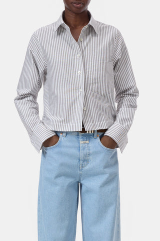 Cropped Classic Shirt in Cinder Brown