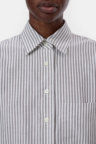 Cropped Classic Shirt in Cinder Brown