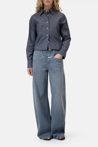 Cropped Classic Shirt in Dark Night