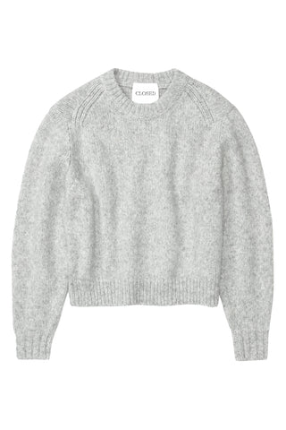 Cropped Crew Neck in Light Grey Melange