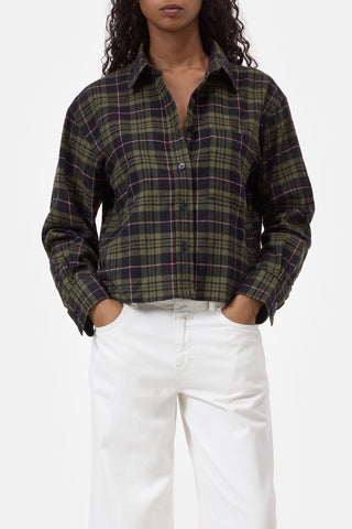 Cropped Oversized Shirt in Cypress Green
