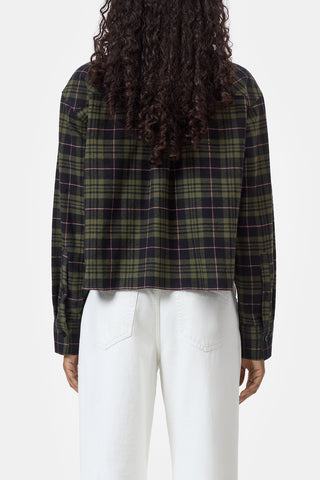 Cropped Oversized Shirt in Cypress Green