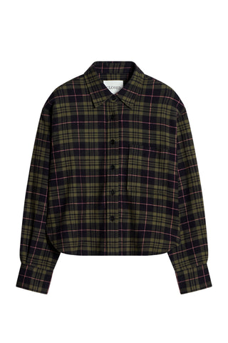 Cropped Oversized Shirt in Cypress Green
