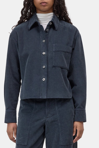 Cropped Oversized Shirt in Storm Blue
