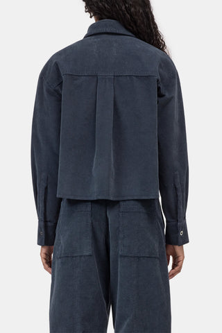 Cropped Oversized Shirt in Storm Blue