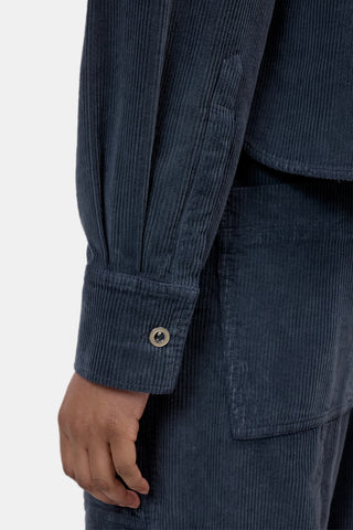 Cropped Oversized Shirt in Storm Blue