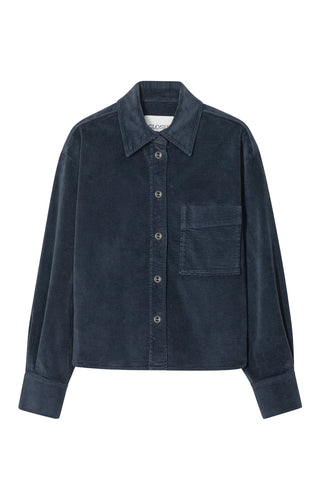 Cropped Oversized Shirt in Storm Blue