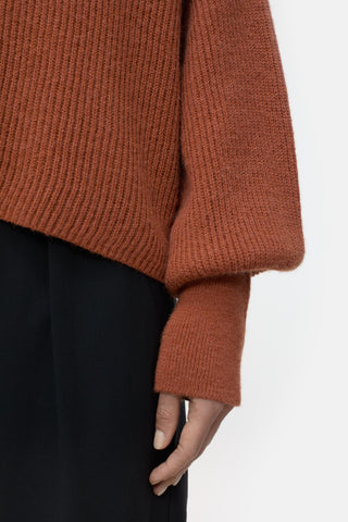 Funnel Neck Cropped Sweater in Ferro Brown