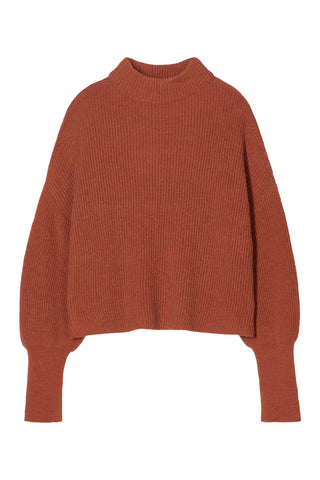 Funnel Neck Cropped Sweater in Ferro Brown