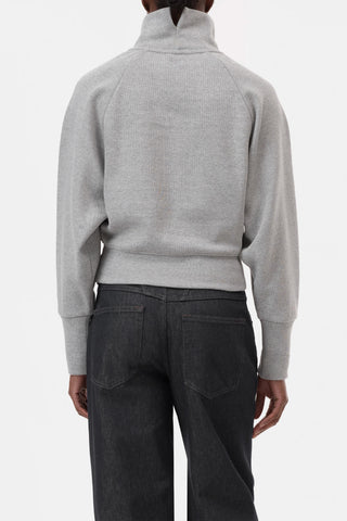 High Neck Sweatshirt in Light Grey Melange