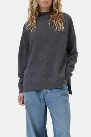 High Neck Long Sleeve in Dark Grey Melange