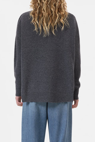 High Neck Long Sleeve in Dark Grey Melange