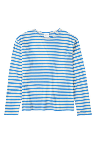 Long Sleeve Stripe Shirt in Lake Blue