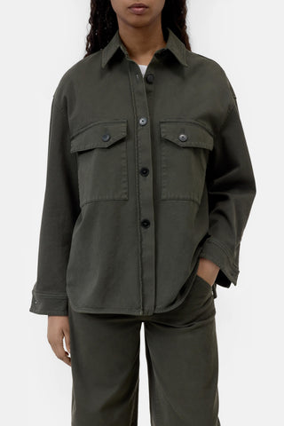 Oversize Shacket in Juniper Green