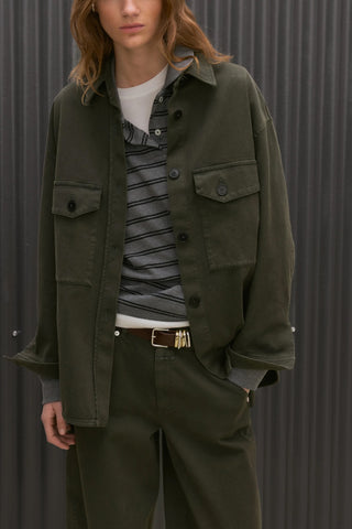 Oversize Shacket in Juniper Green