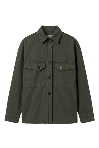 Oversize Shacket in Juniper Green