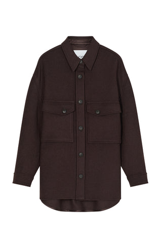Oversize Shacket in Mahogany Brown