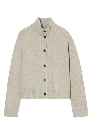 Roll Neck Cardigan in Silt Grey