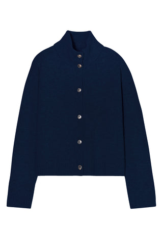 Roll Neck Cardigan in Dark Night