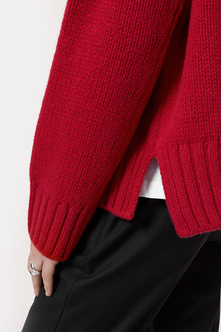 Roll Neck Long Sleeve Sweater in Chili Pepper