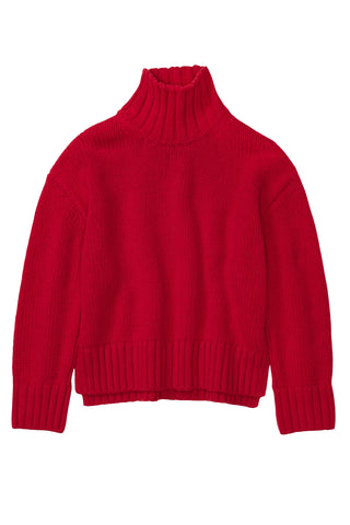 Roll Neck Long Sleeve Sweater in Chili Pepper