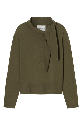 Scarf Neck Long Sleeve in Forest Green