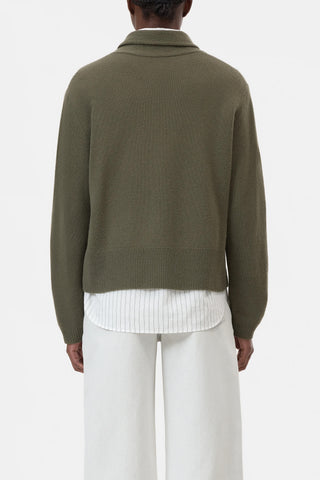 Scarf Neck Long Sleeve in Forest Green