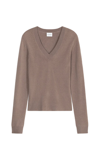 Slim V Neck in Hazel Beige