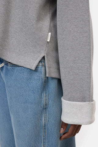 Turn Up Sweatshirt in Light Grey Melange