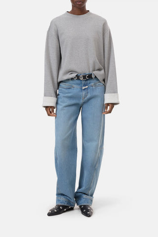 Turn Up Sweatshirt in Light Grey Melange