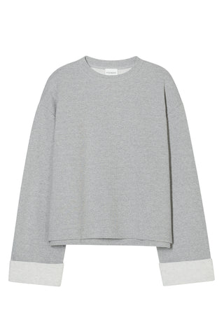 Turn Up Sweatshirt in Light Grey Melange