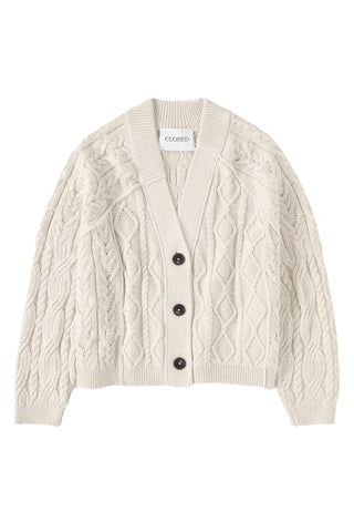 V Cardigan Long Sleeve in Ivory