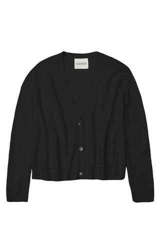 V Neck Cardigan in Black