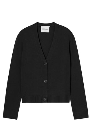 V Neck Cardigan in Black