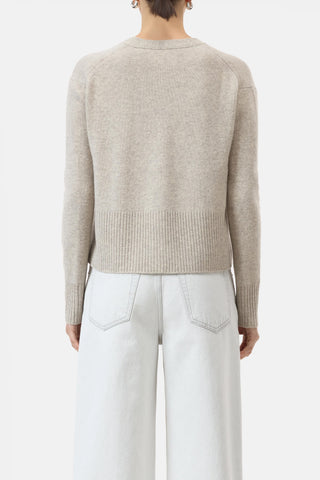 V-Neck Cardigan in Beige Melange