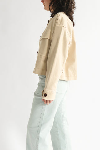 Cropped Utility Jacket in Camel Beige