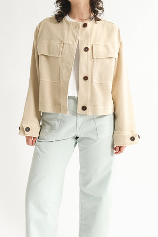 Cropped Utility Jacket in Camel Beige
