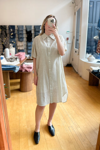 Oversized Shirt Dress in Ivory