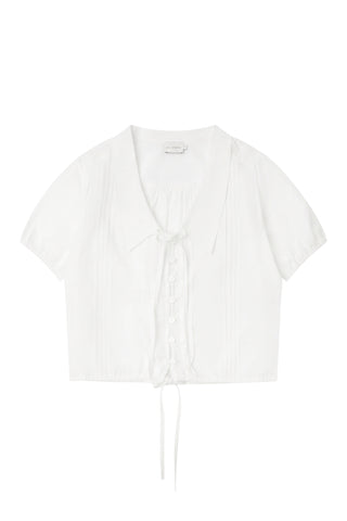 Fine Collar Top in White