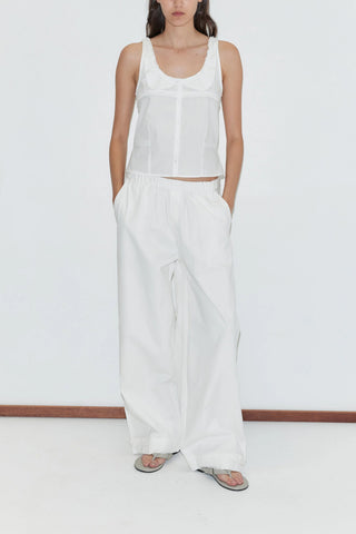 Snap Tab Pant in White
