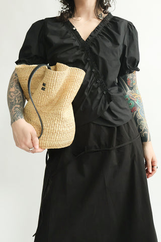 Cross Frill Top in Black