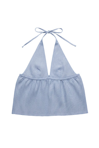 Button Halter in Blue Stripe