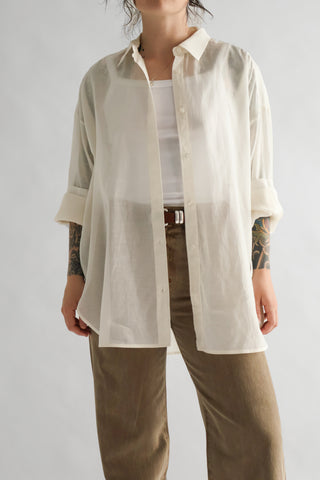 Derris Silk Organza Shirt in Soft White