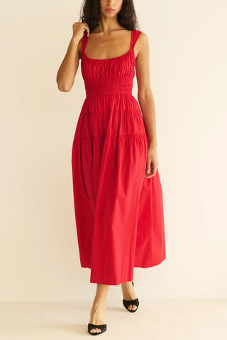 Clover Dress in Deep Tomato