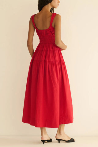 Clover Dress in Deep Tomato