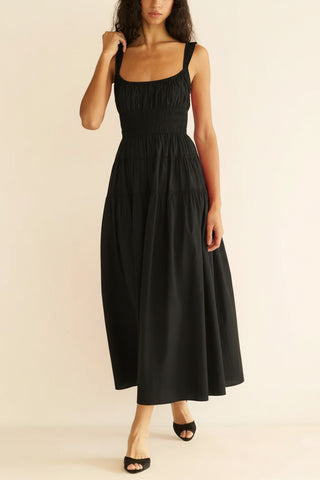 DEN Women's Clover Cotton Fit & Flare Midi-Dress - Black - Size XS DEN Women's Clover Cotton Fit & Flare Midi-Dress - Black - Size XS