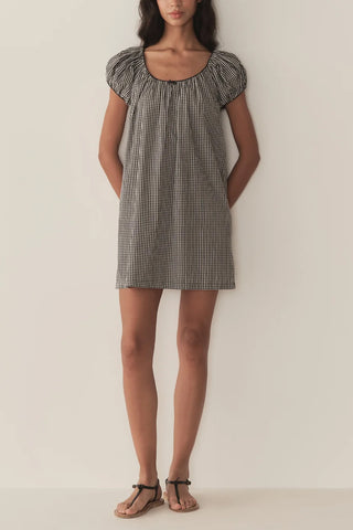 Julia Dress in Noir La Maddalena Gingham