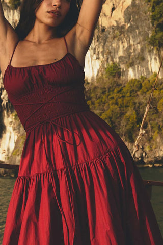 Safia Dress in Deep Ruby