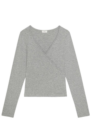 Baby Rib Criss Cross Long Sleeve in Heather Grey