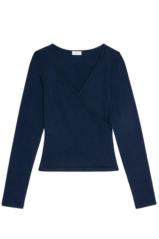 Baby Rib Criss Cross Long Sleeve in Navy